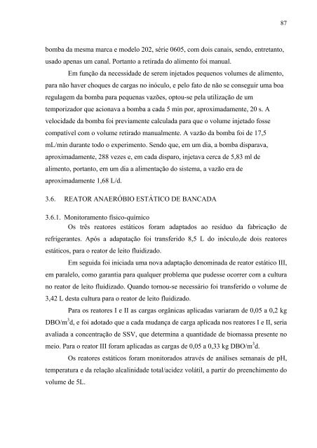 AvaliaÃ§Ã£o da EficiÃªncia de um Reator AnaerÃ³bio de Leito Fluidizado ...