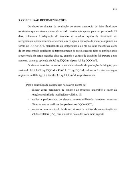 AvaliaÃ§Ã£o da EficiÃªncia de um Reator AnaerÃ³bio de Leito Fluidizado ...