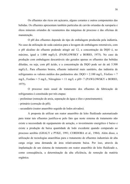 AvaliaÃ§Ã£o da EficiÃªncia de um Reator AnaerÃ³bio de Leito Fluidizado ...