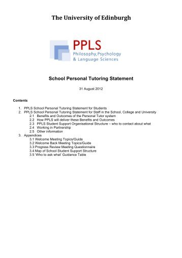 PPLS's full School Personal Tutoring Statement - School of ...