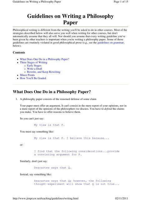 term paper in philosophy