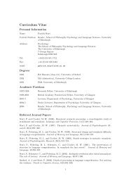 Curriculum Vitae - School of Philosophy, Psychology and Language ...