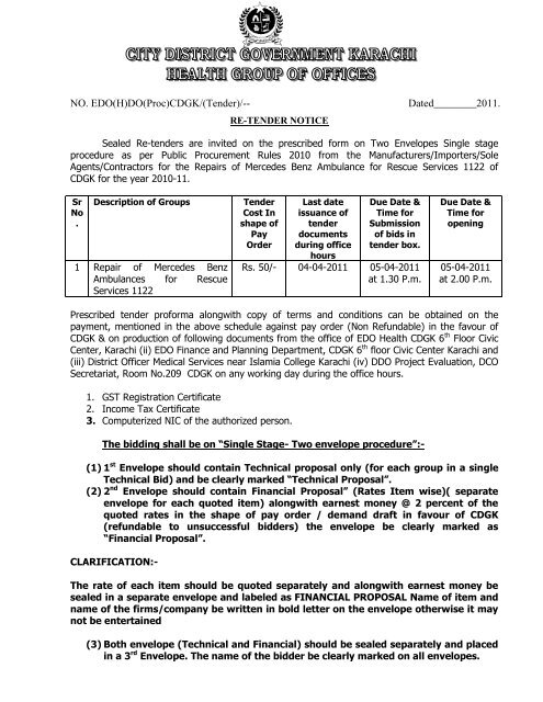 CDGK/(Tender) - A (www.pprasindh.gov.pk