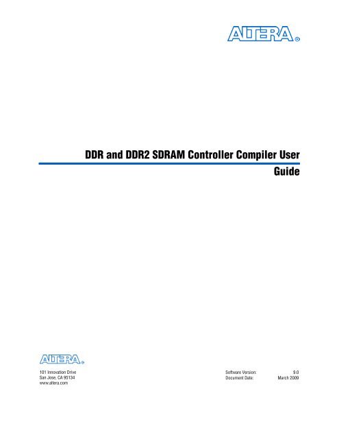 DDR and DDR2 SDRAM Controller Compiler User Guide - Altera