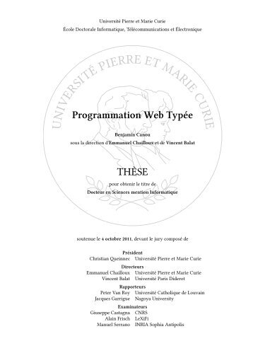 Programmation Web TypÃ©e - Benjamin Canou