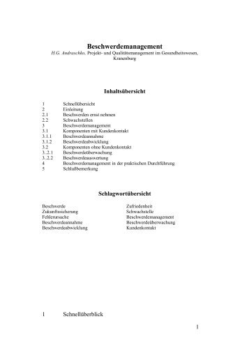 Beschwerdemanagement - PQM onLine GmbH