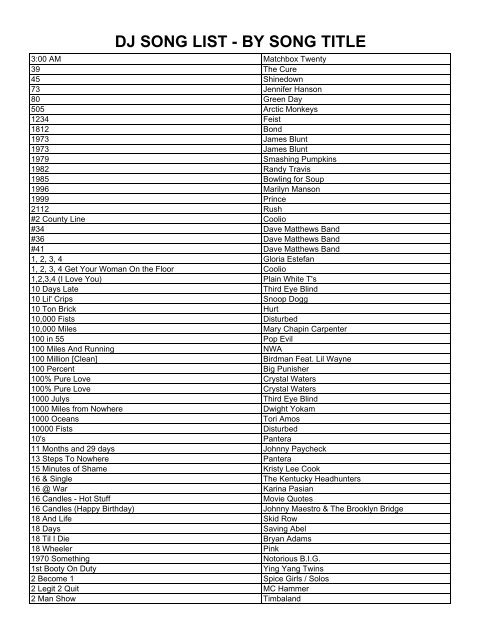 Dj Song List By Song Title Vtdj Net