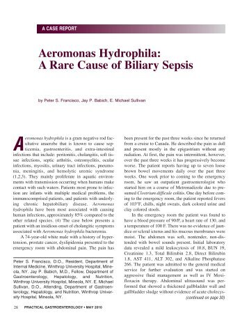 Aeromonas Hydrophila: A Rare Cause of Biliary Sepsis - Practical ...