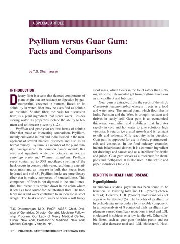 Psyllium versus Guar Gum: Facts and Comparisons - Practical ...