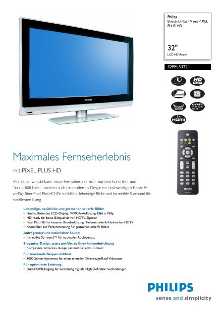 32PFL5322/10 Philips Breitbild-Flat TV mit PIXEL PLUS HD - Prad