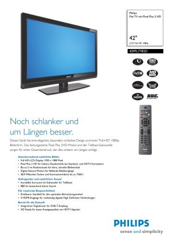 42PFL7782D/12 Philips Flat TV mit Pixel Plus 2 HD - Prad