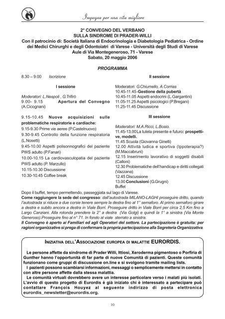 01/2006 - Federazione Nazionale Sindrome di Prader Willi