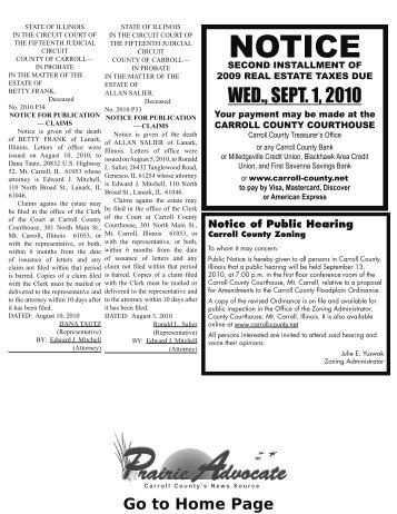 Notice of Public Hearing - Prairie Advocate