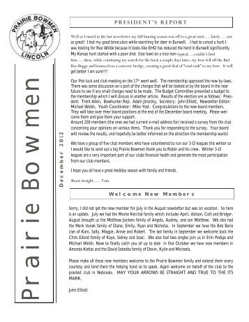 December 2012 Newsletter - Prairie Bowmen Archery Club