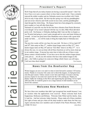 May 2012 Newsletter - Prairie Bowmen Archery Club