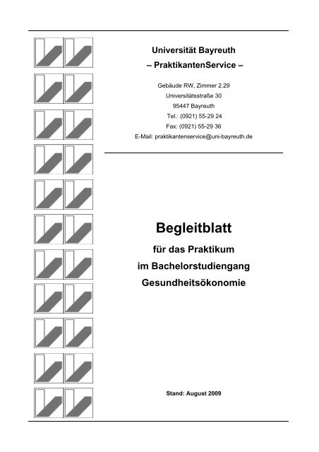 Begleitblatt - Praktikantenservice - UniversitÃ¤t Bayreuth
