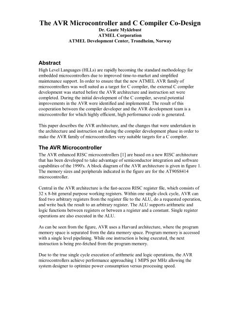 The AVR Microcontroller and C Compiler Co-Design