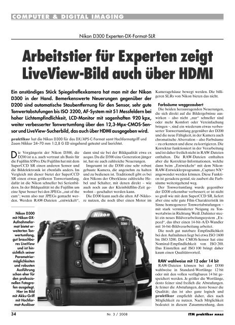 Nikon D300: Experten-Spiegelreflexkamera - ITM ... - Praktiker.at