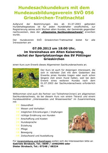 Hundesachkundekurs - Prambachkirchen