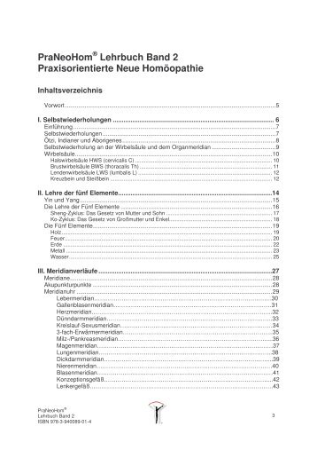 Inhaltsverzeichnis Band 2 - PraNeoHom