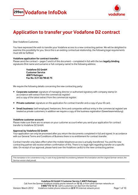 299en Vodafone Infodok