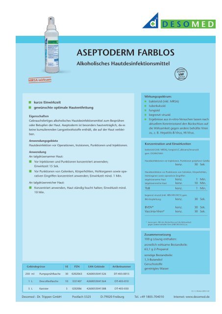 ASEPTODERM FARBLOS - Praxisdienst