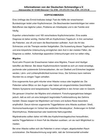 InformationsbroschÃ¼re Kopfschmerz der deutschen Schmerliga e.V.