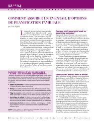 Comment assurer un Ã©ventail d'options de planifiCation familiale