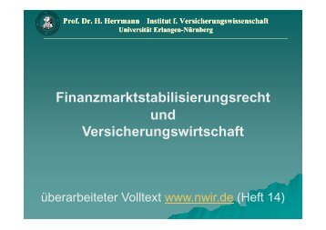 Finanzmarktstabilisierungsrecht und Versicherungswirtschaft