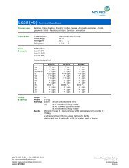 Lead (Pb)- Technical Data Sheet - Umicore Precious Metals Refining