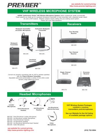 VHF WIRELESS MICROPHONE SYSTEM Transmitters Receivers ...