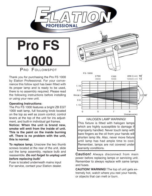 Pro FS 1000 User Manual (pdf) - Elation Professional