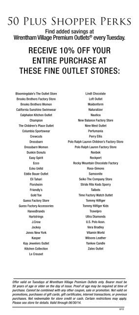 View a list of participating stores. - Premium Outlets