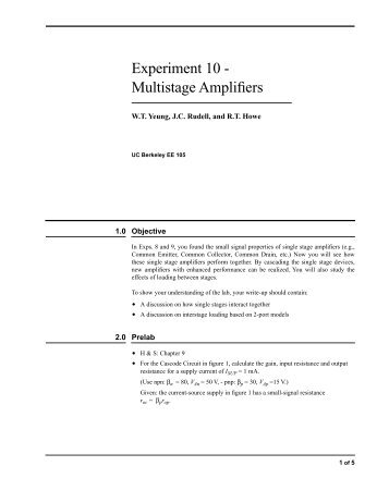 Experiment 10 - Multistage Amplifiers