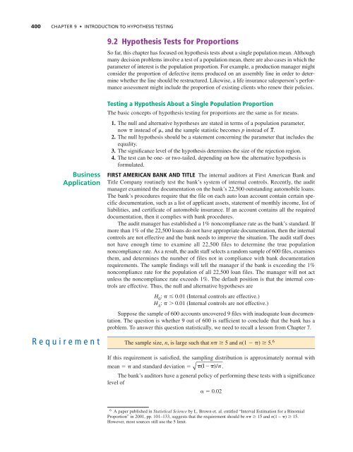 Chapter 9: Introduction to Hypothesis Testing