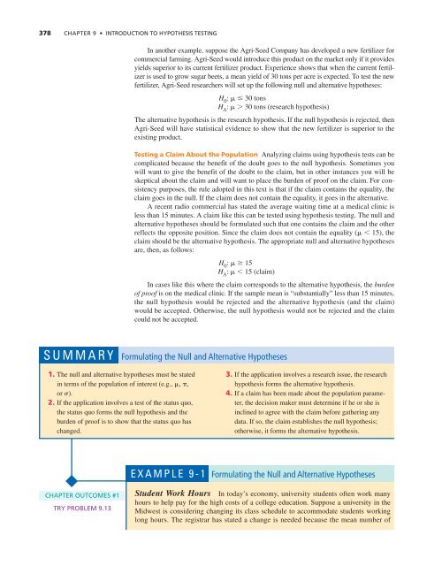 Chapter 9: Introduction to Hypothesis Testing