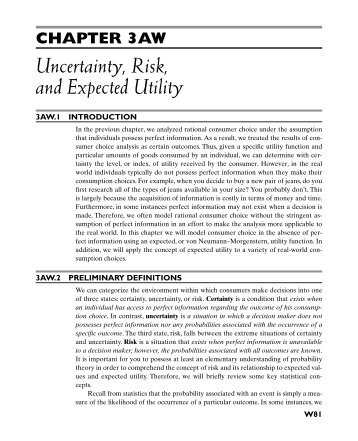 Chapter 3AW - Uncertainty, Risk, and Expected Utility