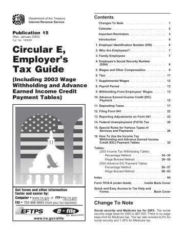 Publication 15 (Rev. January 2003) - Internal Revenue Service