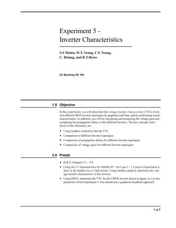Experiment 5 - Inverter Characteristics