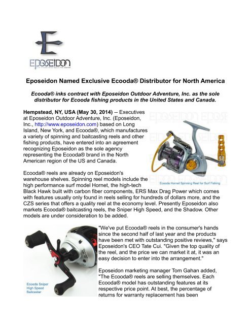 Eposeidon Named Exclusive Ecooda Distributor For North America