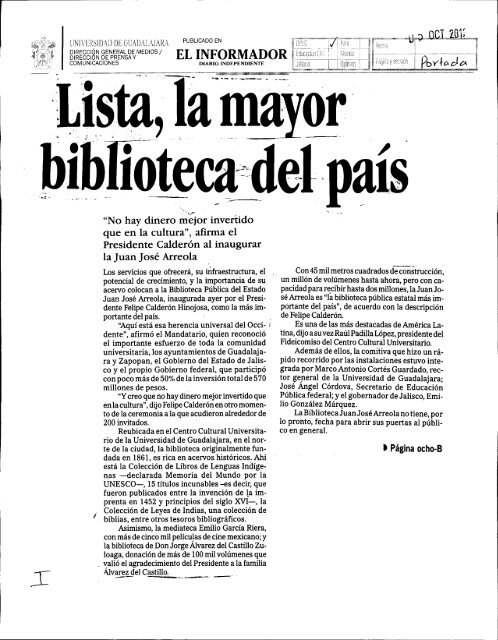 el informador - Prensa y Comunicaciones - Universidad de ...