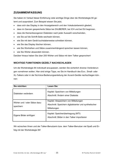 erste schritte mit der wortstrategie 84 neu - Prentke Romich GmbH