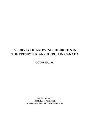 A Survey Of Growing Churches in the Presbyterian Church In Canada
