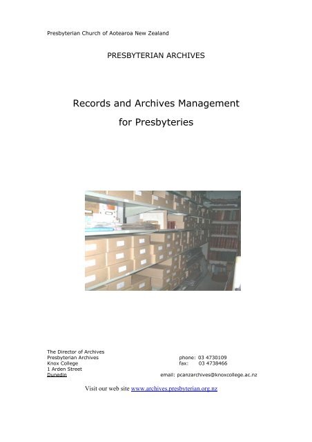 Records and Archives Management for Presbyteries - Presbyterian ...