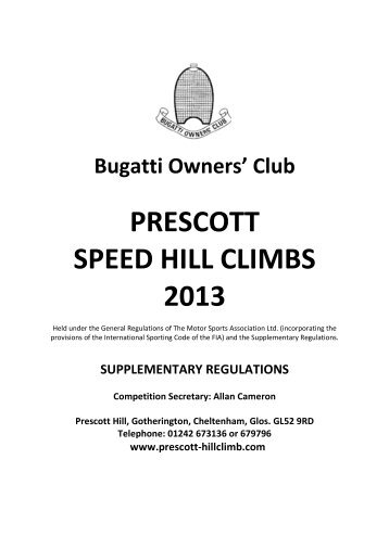 Regulations - Prescott Speed Hill Climb