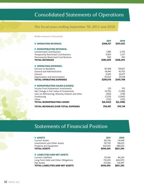 2011 Annual Report - Presbyterian Homes & Services