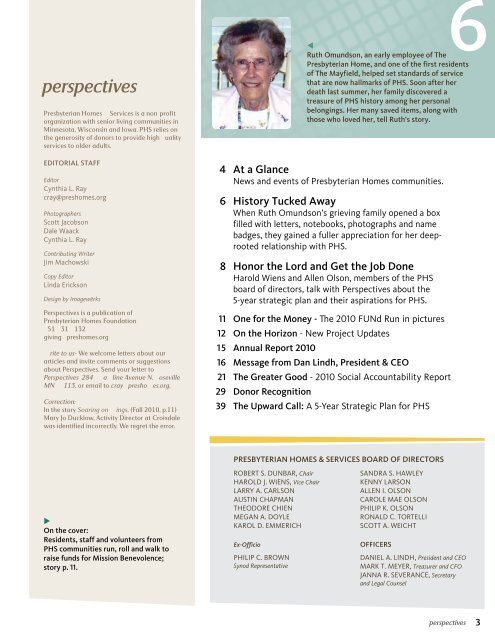 Perspectives Magazine: Spring 2011 - Presbyterian Homes & Services