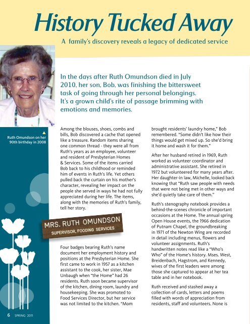 Perspectives Magazine: Spring 2011 - Presbyterian Homes & Services