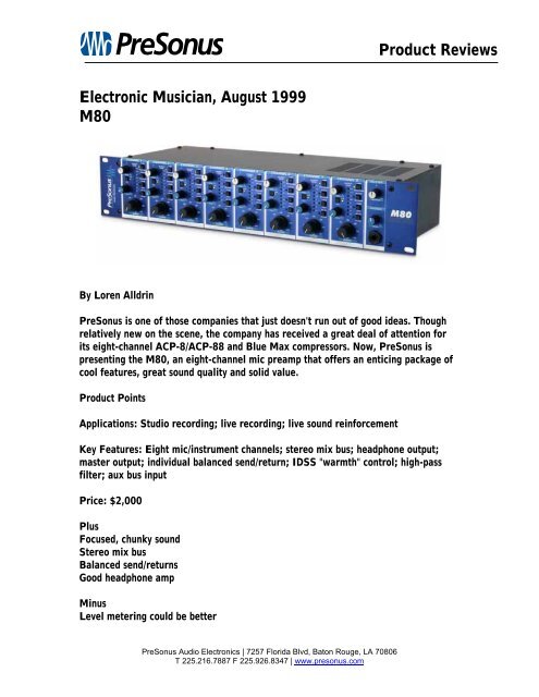 EM M80 review Aug99 - PreSonus