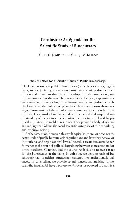 Conclusion: An Agenda for the Scientific Study of Bureaucracy